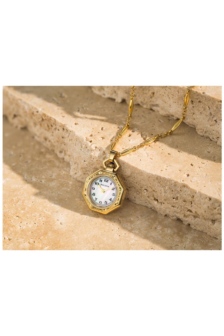 Rubaiyat Mother-of-Pearl Pendant Necklace Watch, 28.8mm, Alternate, color, GOLD-TONE