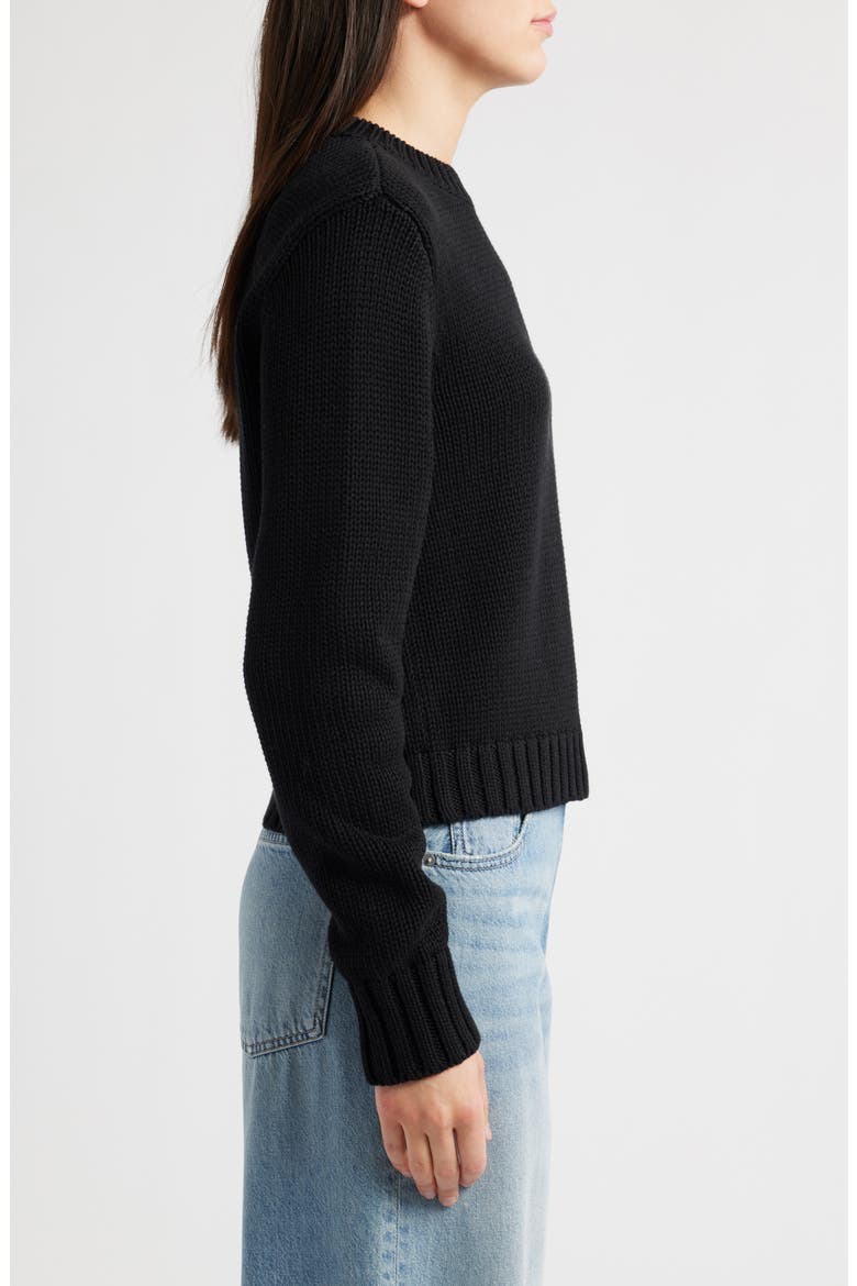 Solid Relaxed Cotton Sweater, Alternate, color, JET BLACK