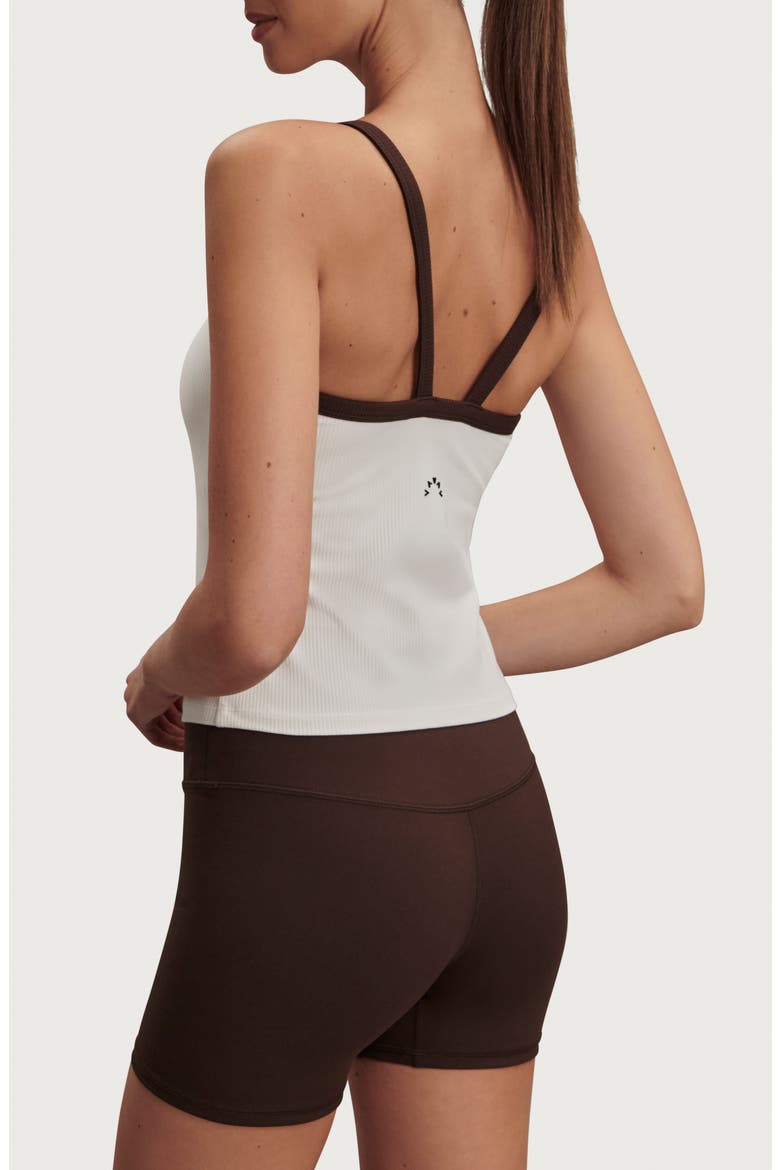 Theon Scoop Neck Performance Tank, Alternate, color, WHITE / COFFEE BEAN