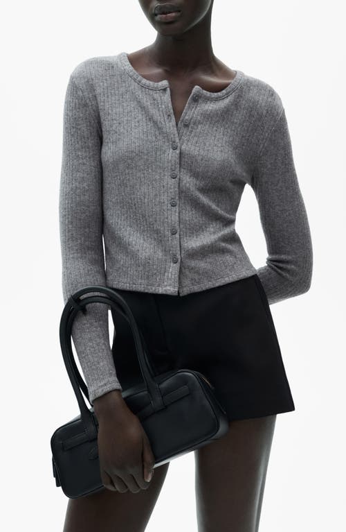 Mango Rib Button-up Cardigan In Grey