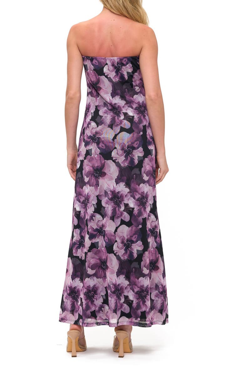 Printed Strapless Maxi Dress, Alternate, color, PURPLE FLORAL