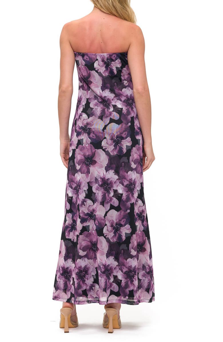 O.L. Printed Strapless Maxi Dress, Alternate, color, Purple Floral