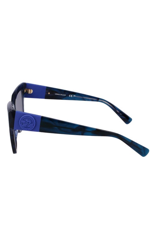Longchamp Medallion 52mm Modified Rectangular Sunglasses In Striped Blue