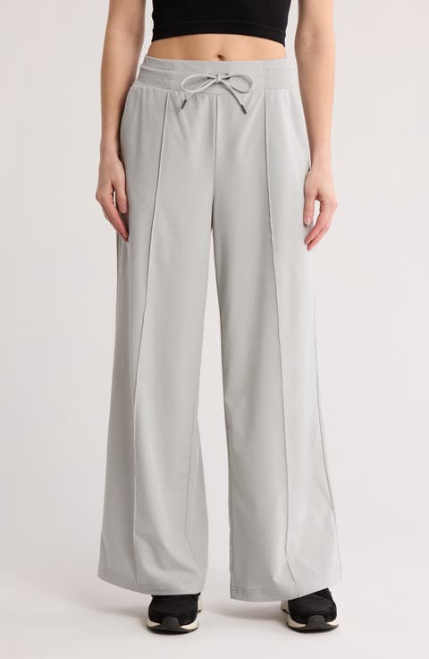 Four-Way Stretch Woven Wide Leg Pants