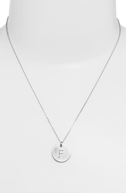 Sterling Silver Initial Disc Necklace