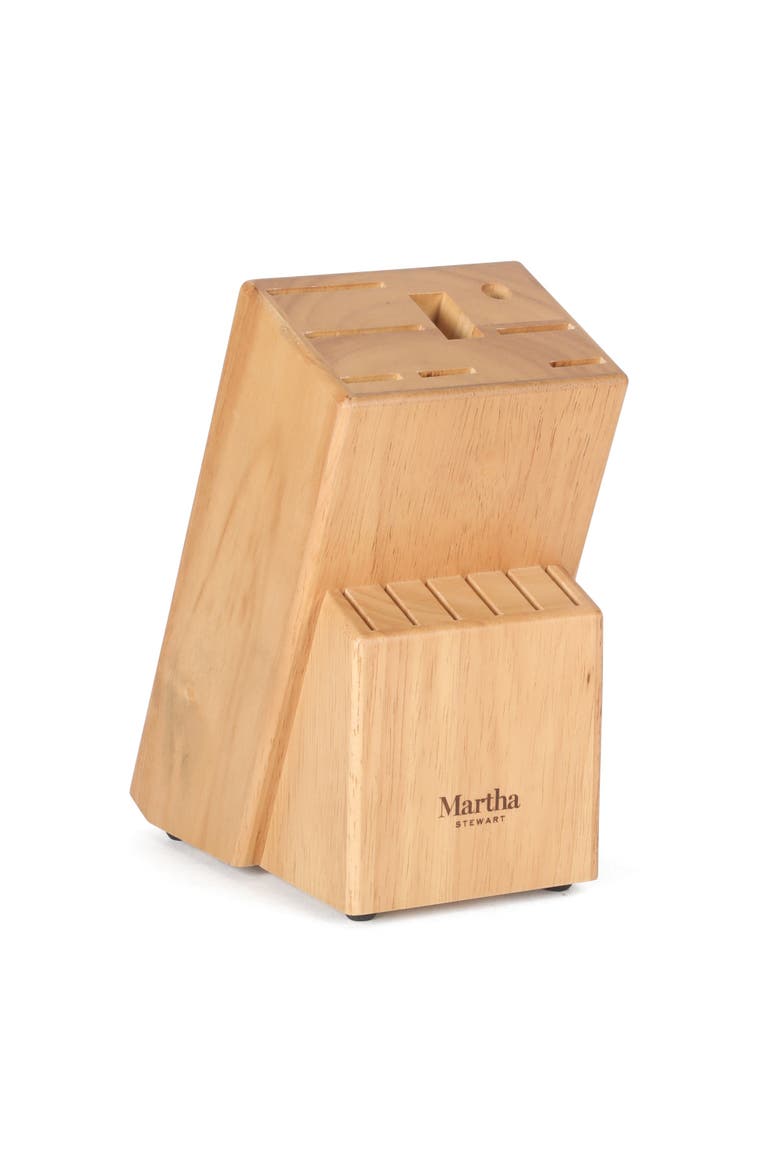 Austenwood 15-Piece German Stainless Steel Knife Block Set with Italian Olive Wood Handle, Alternate, color, Stainless