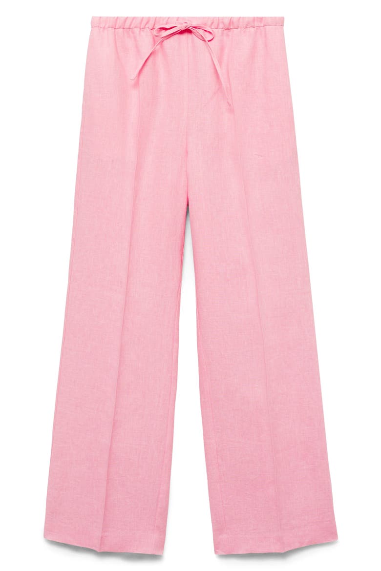 Tie Waist Wide Leg Linen Pants, Alternate, color, LIGHT PINK