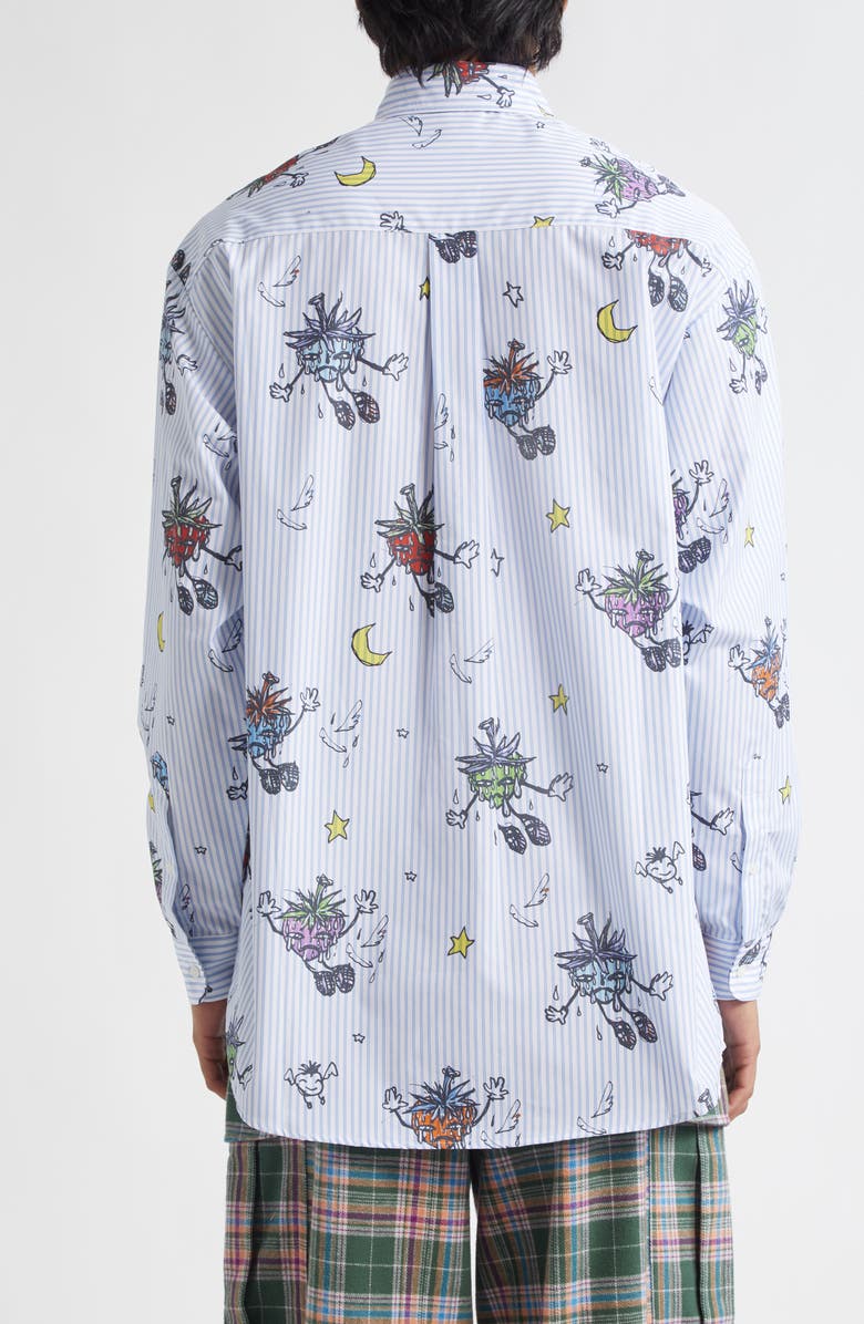 Sky High Farm Workwear Gender Inclusive Strawbabiez Stripe Button-Down Shirt, Alternate, color, 