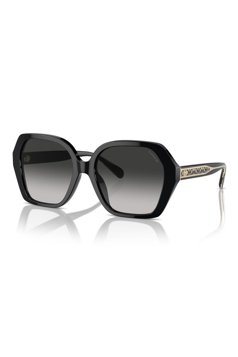 56mm Universal Fit Gradient Square Sunglasses, Alternate, color, BLACK