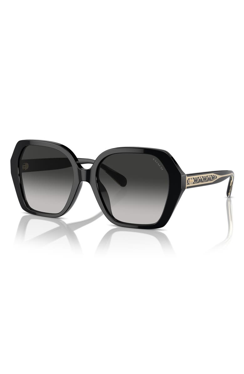 COACH 56mm Universal Fit Gradient Square Sunglasses, Alternate, color, Black