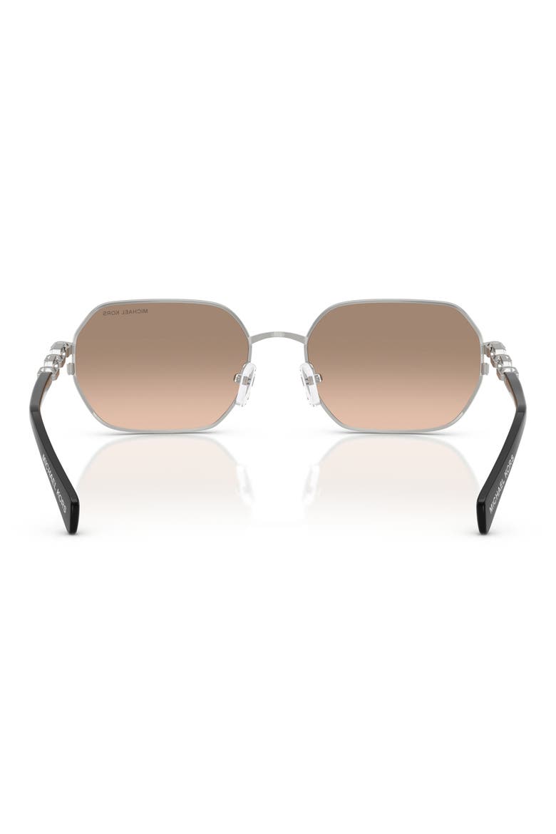 57mm Geometric Sunglasses, Alternate, color, SILVER SHINY / KHAKI SILVER