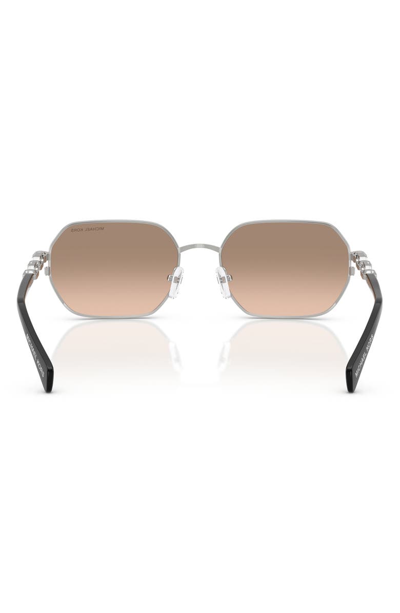 Michael Kors 57mm Geometric Sunglasses, Alternate, color, Silver Shiny / Khaki Silver