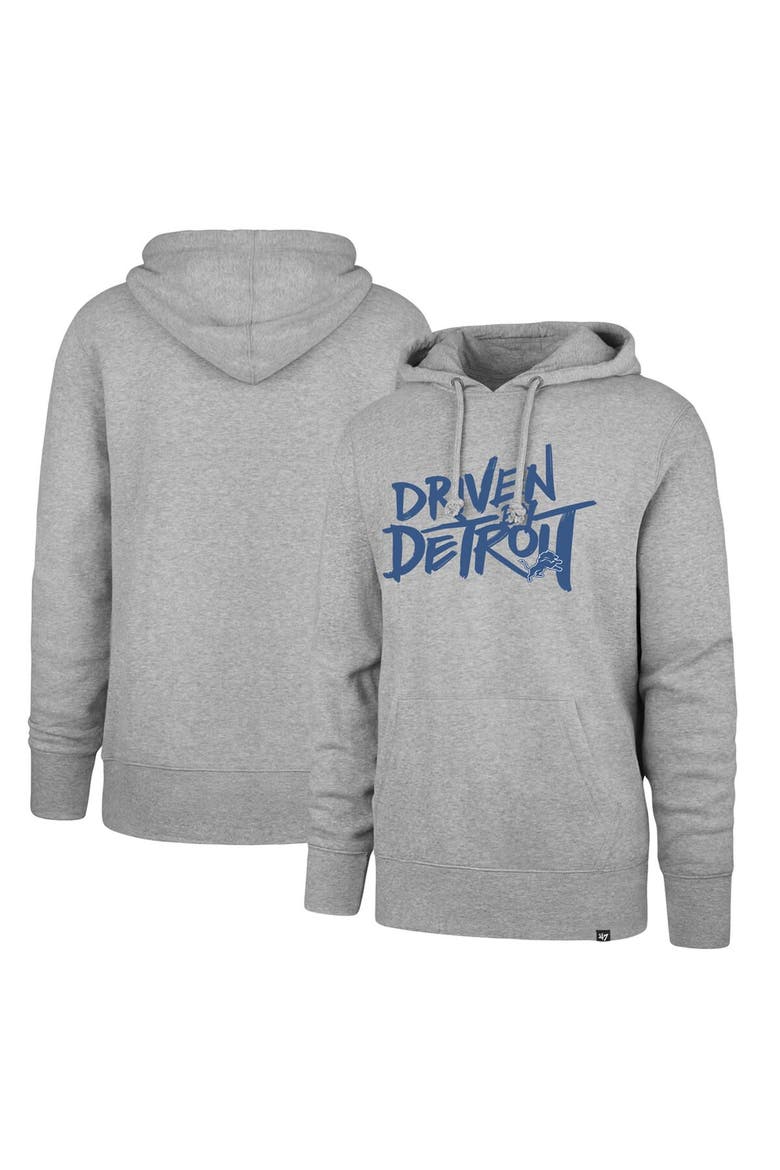 Men's '47 Gray Detroit Lions Driven by Detroit Pullover Hoodie, Main, color, Heather Gray