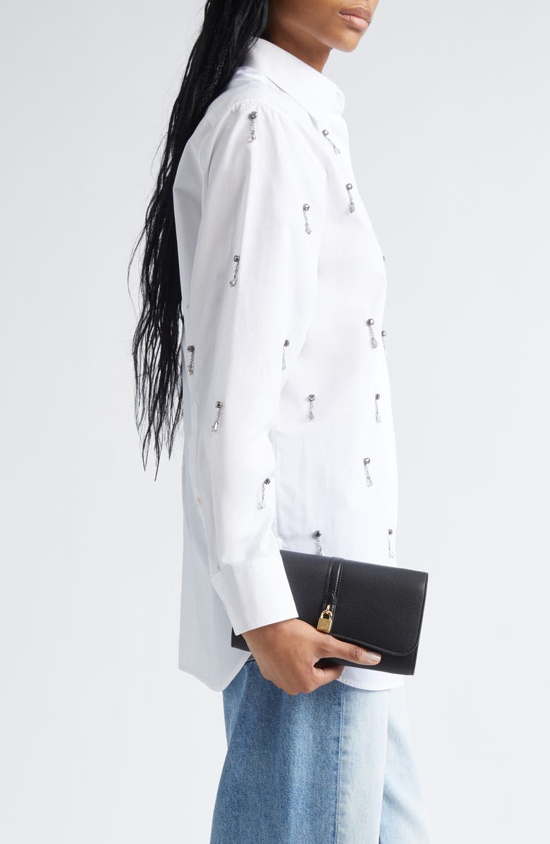 Stella McCartney Ryder Faux Leather Crossbody Clutch, Alternate, color, Black