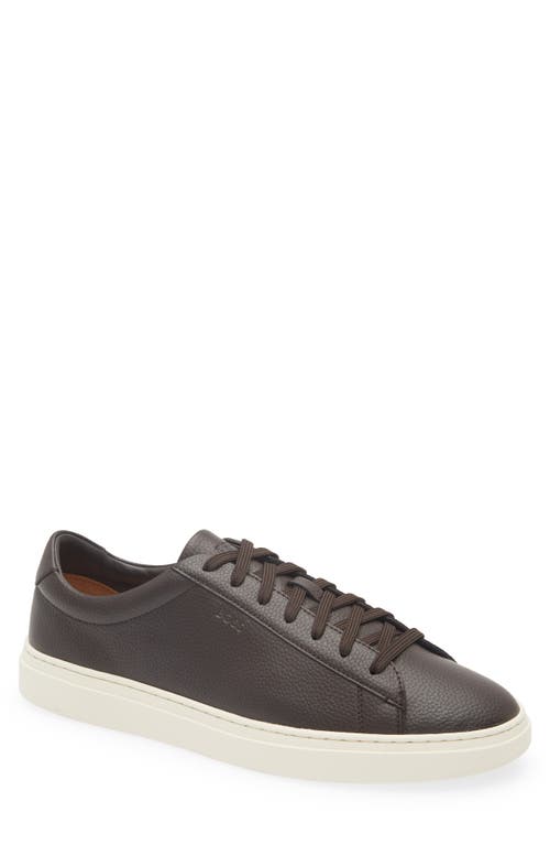 Hugo Boss Low-top Trainers In Grained Faux Leather In Brown