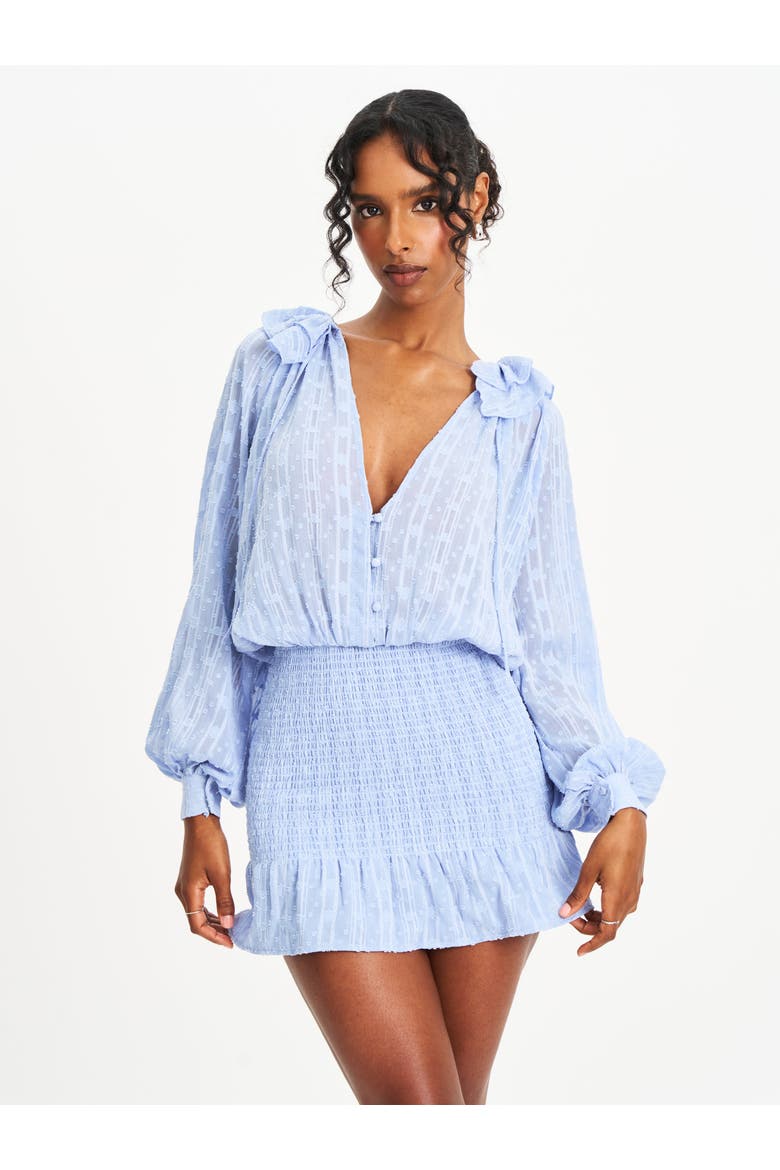 Zahari Smock Bottom Balloon Sleeve Mini Dress, Main, color, blue