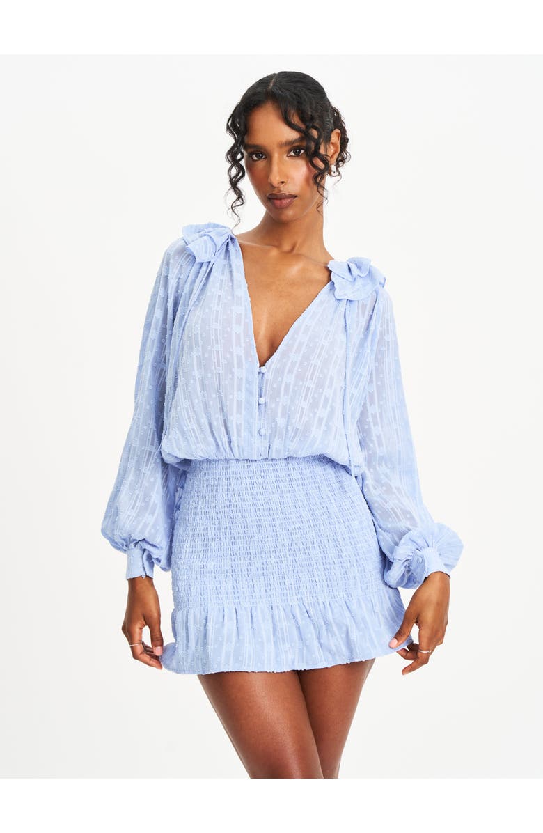 Miss Circle Zahari Smock Bottom Balloon Sleeve Mini Dress, Main, color, Blue