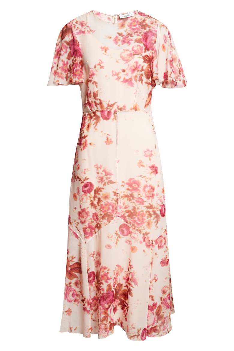 Floral Print Silk Voile Midi Dress, Alternate, color, ROSE BOUQUET CAMISOLE PINK
