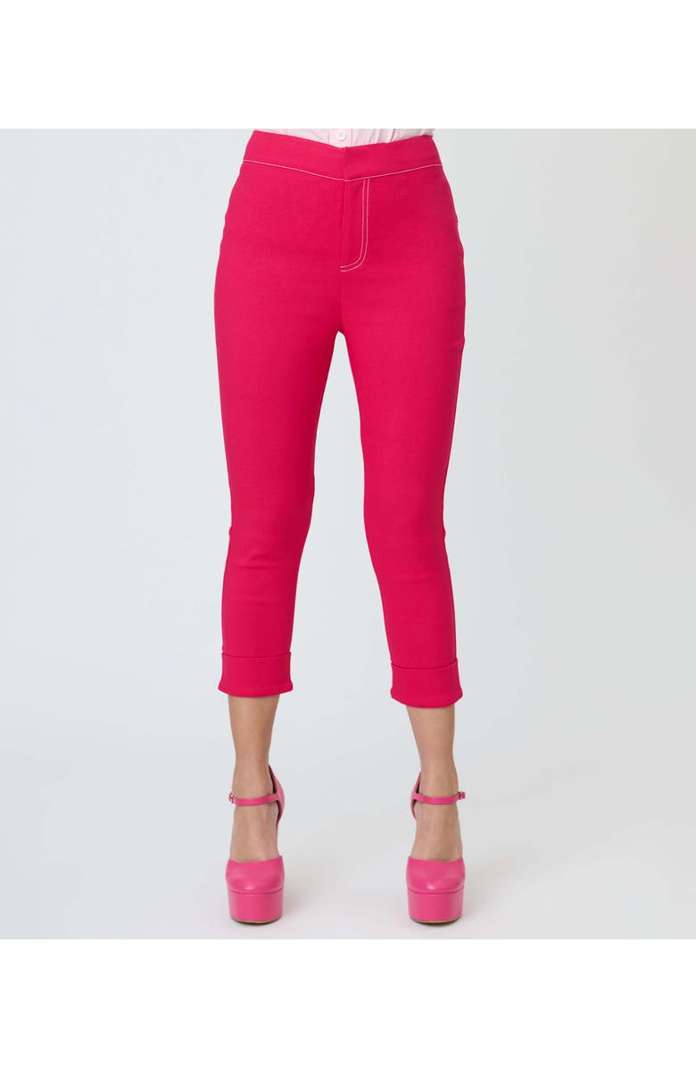 Smak Parlour Kitschy Shaped Pocket Smarty Pants Capris, Alternate, color, Pink Solid