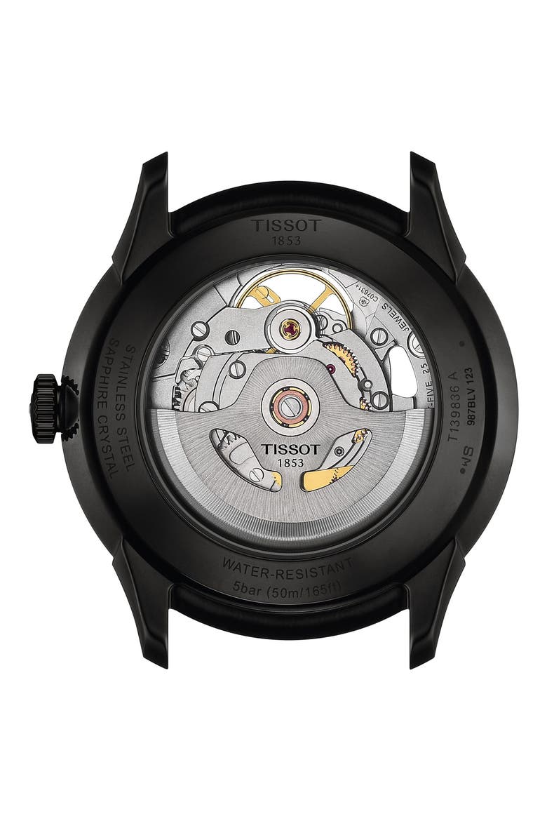 Chemin des Tourelles Leather Strap Watch, 39mm, Alternate, color, GUN