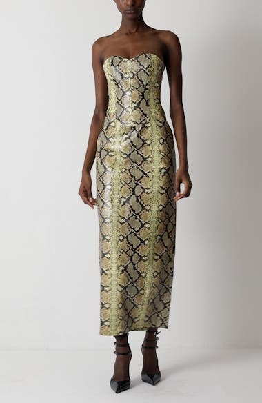 KIM SHUI Mitchell Snakeskin Embossed Faux Leather Dress | Nordstrom