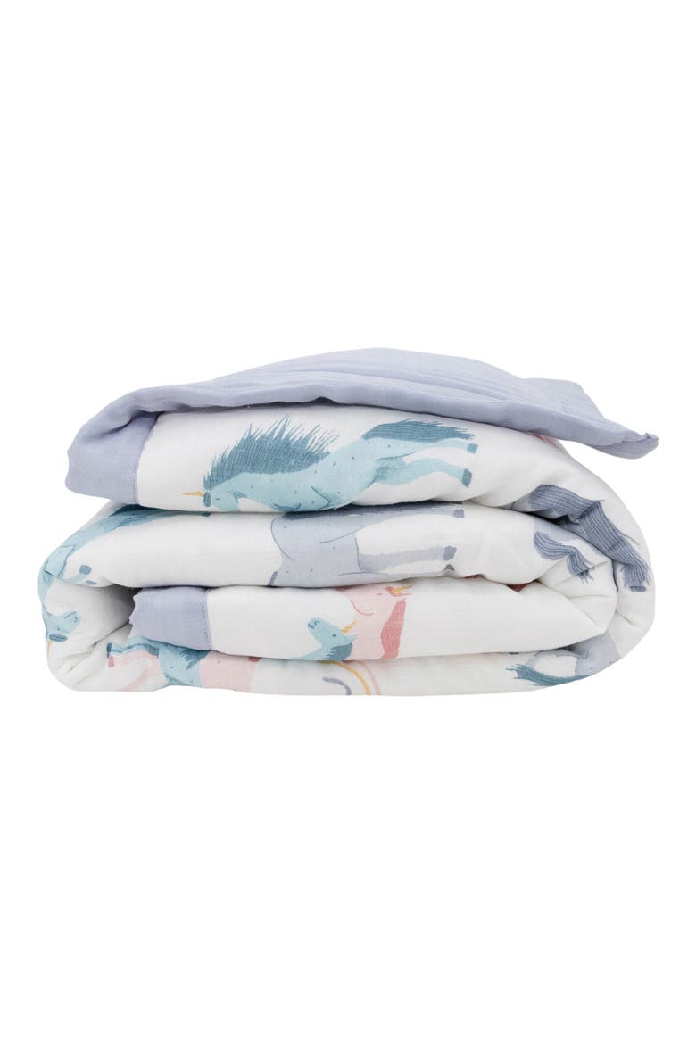 Cotton Muslin Toddler Comforter, Alternate, color, UNICORNS
