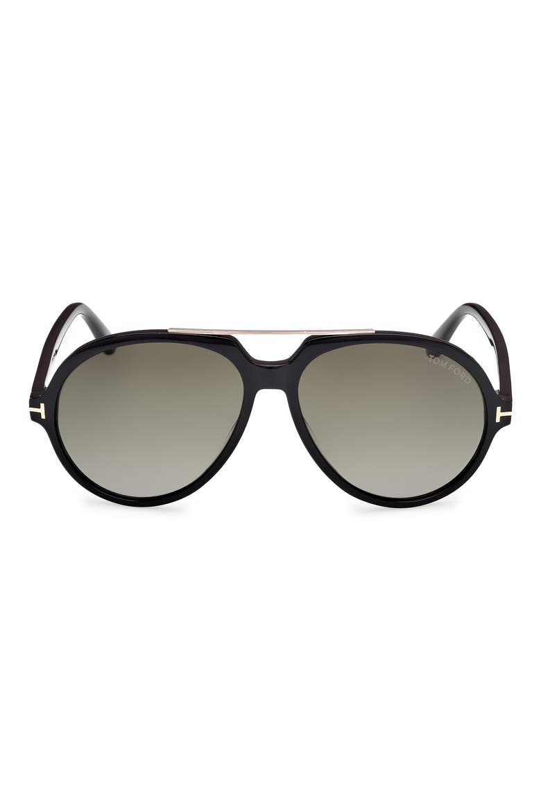 59mm Pilot Sunglasses, Main, color, SHINY BLACK / GRADIENT SMOKE