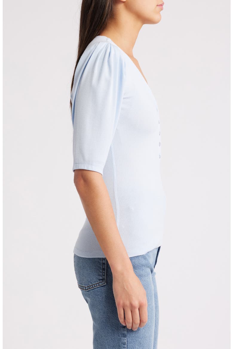Rib Ruched Henley, Alternate, color, LIGHT CHAMBRAY