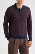Wax London Oban Long Sleeve Mini Geometric Jacquard Polo