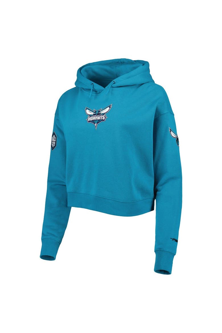 Women's Pro Standard Teal Charlotte Hornets Classic Fleece Cropped Pullover Hoodie, Alternate, color, Teal