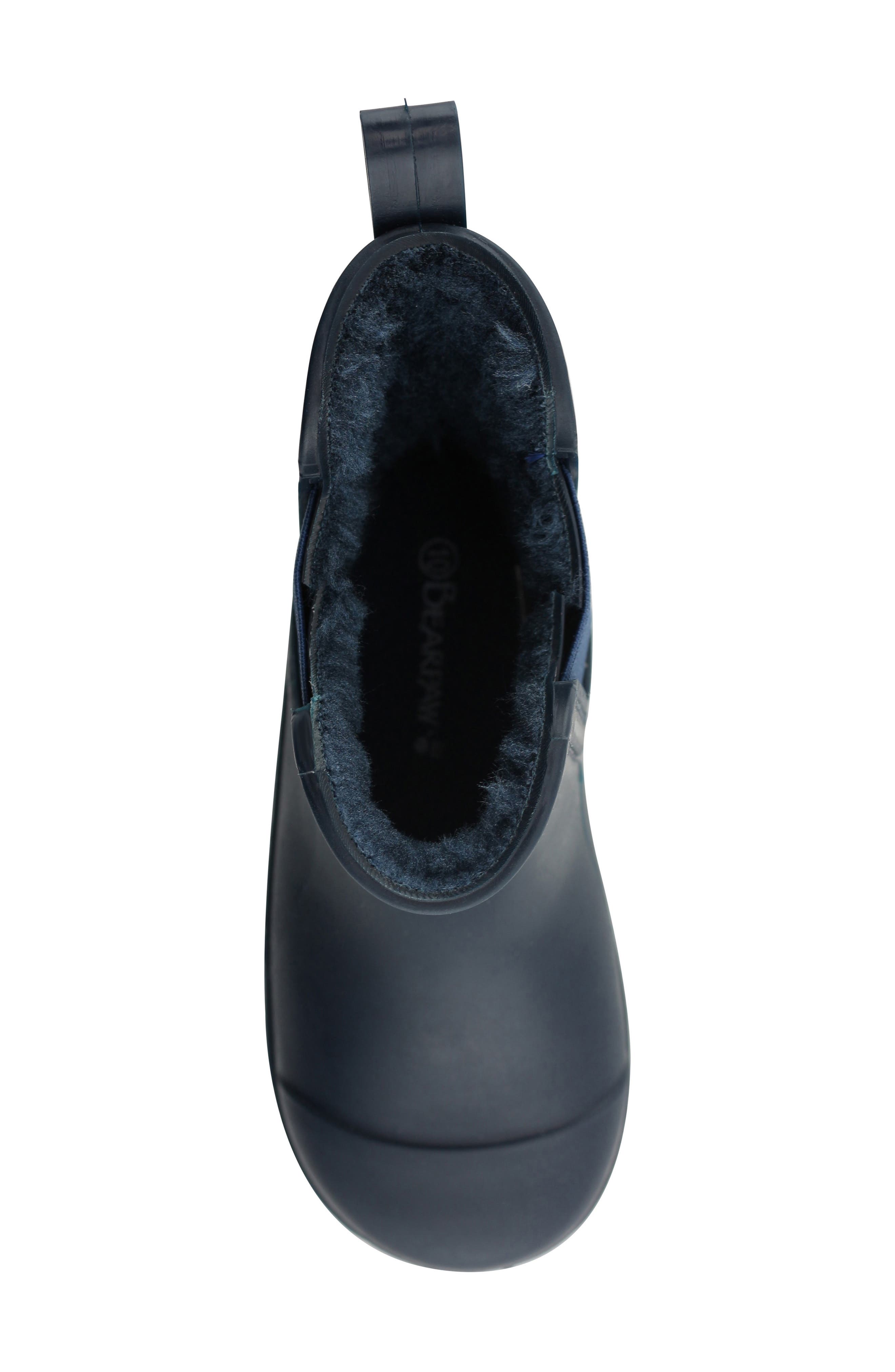 BEARPAW Kids' Waterproof Chelsea Faux Shearling Lined Rain Boot, Alternate, color, Navy