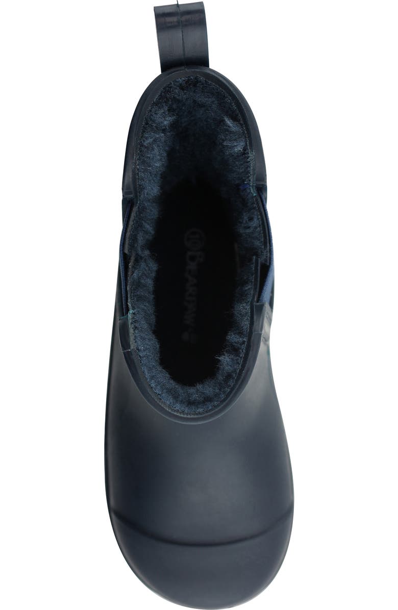 BEARPAW Kids' Waterproof Chelsea Faux Shearling Lined Rain Boot, Alternate, color, Navy