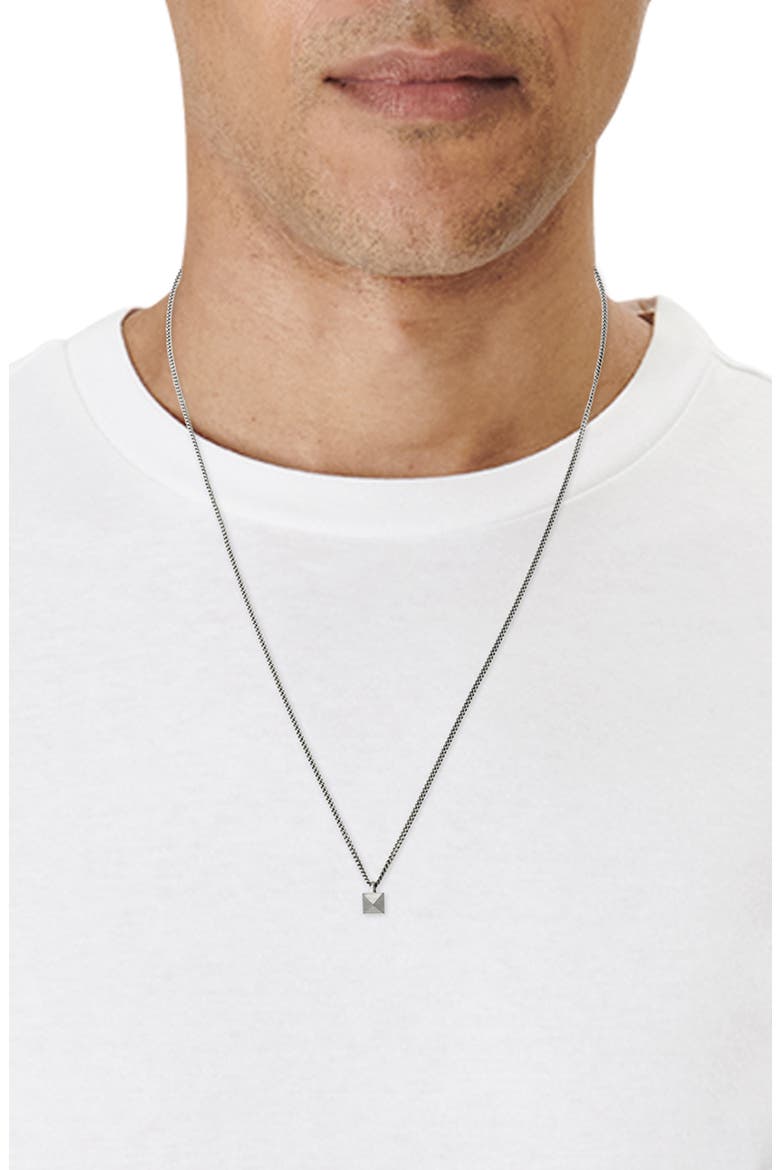 Men's Pyramid Stud Pendant Necklace, Alternate, color, WARM SILVER