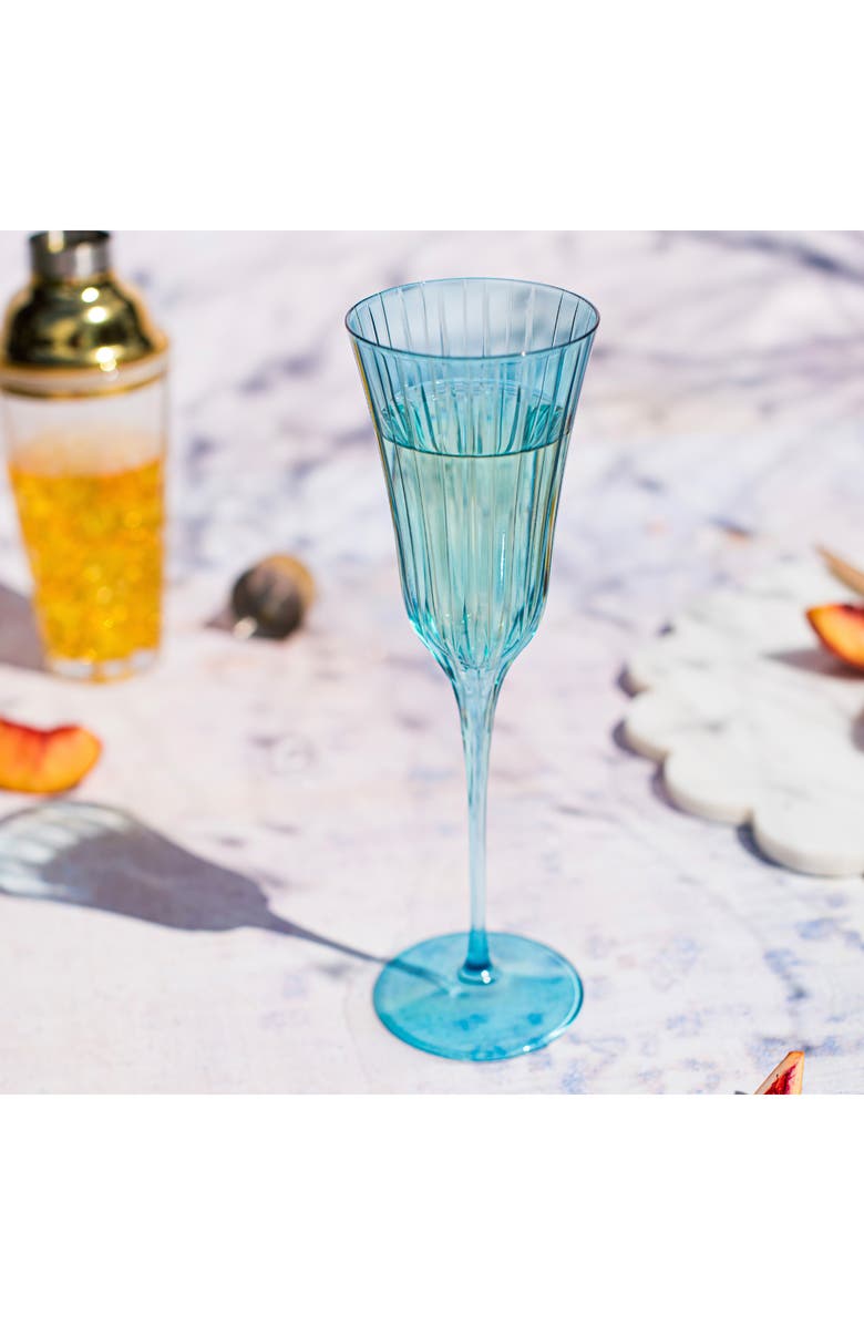VIETRI Natalia Teal Champagne Glass, Alternate, color, Blue