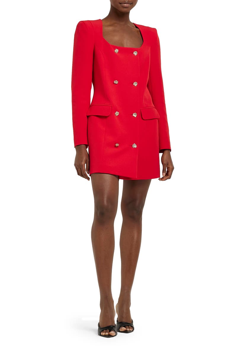 Double Breasted Blazer Dress, Main, color, RED