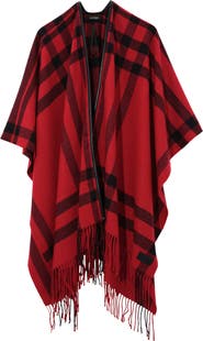 Lauren Ralph Lauren Plaid Ruana with Fringe