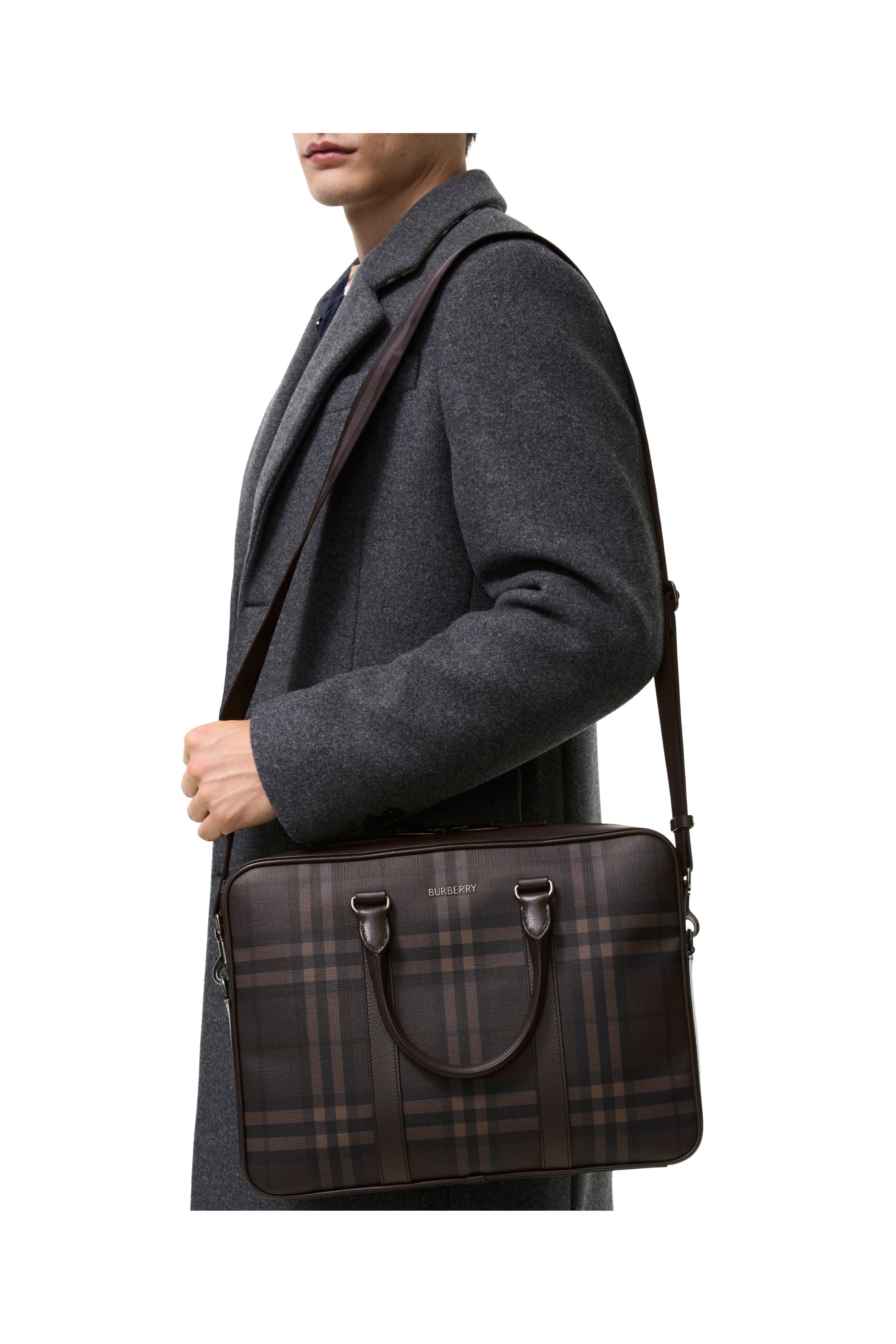 City Check Briefcase, Alternate, color, Dark brown