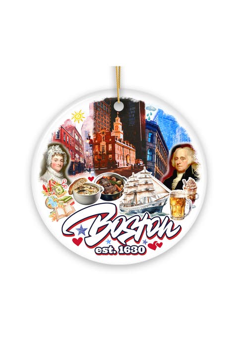 Boston Est 1630 Landmark Collage Ornament - Version 1