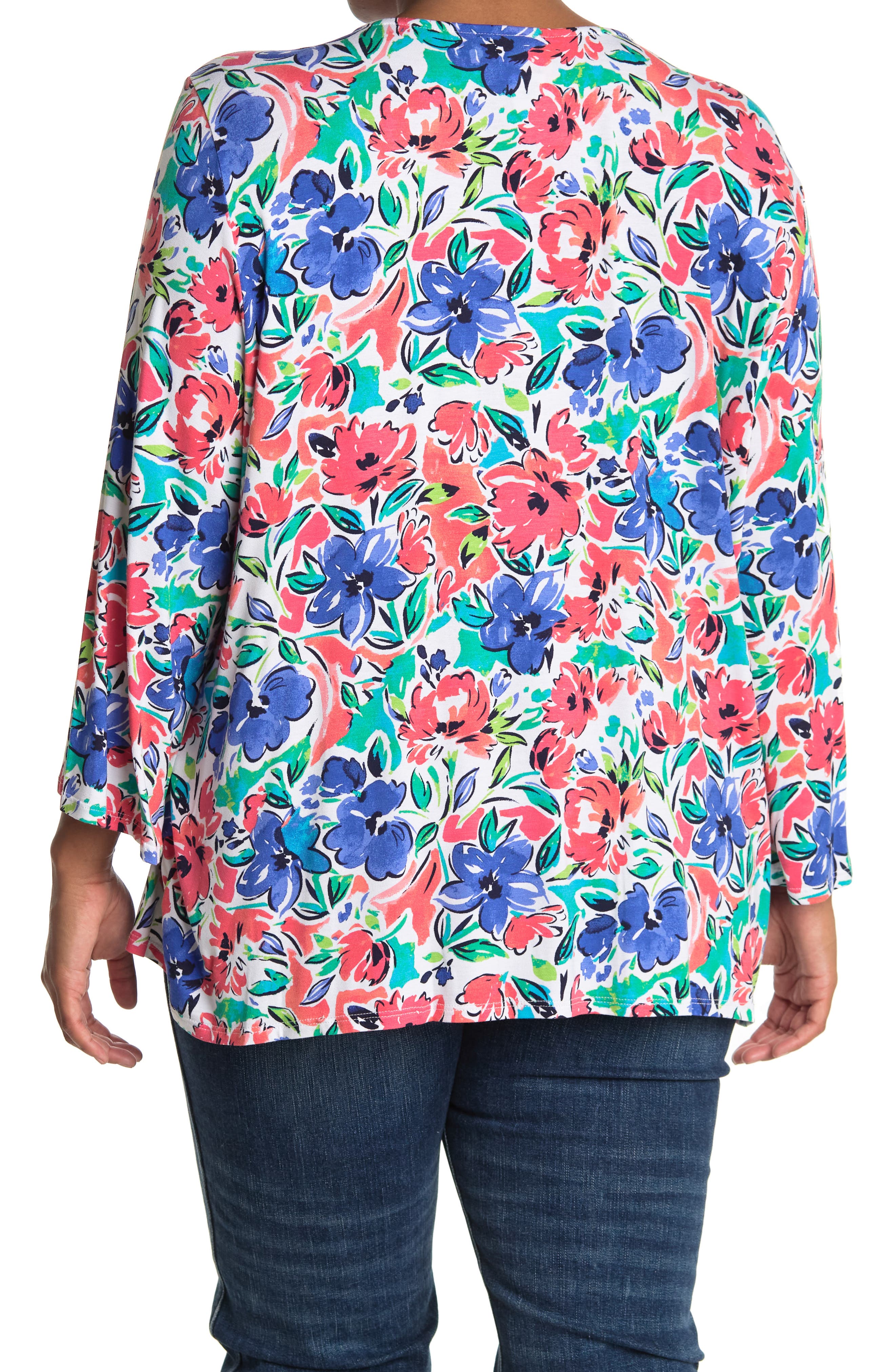 RUBY RD Floral Long Sleeve Pintuck Blouse (Women) | Nordstromrack