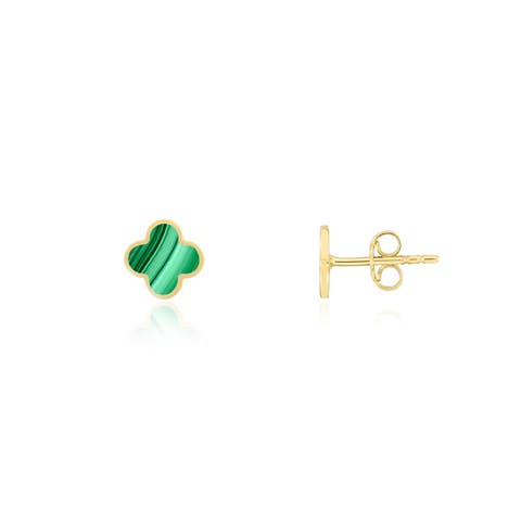 Mini Malachite Clover Stud Earrings