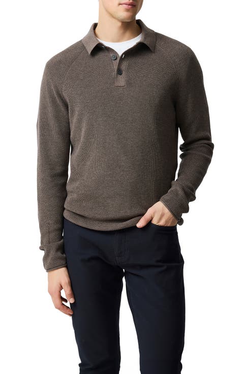 Eastern Bush Long Sleeve Cotton Rib Polo Sweater