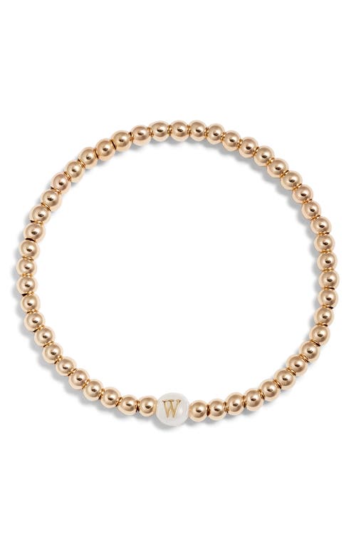 Nashelle Mother Of Pearl Initial Beaded Bracelet In Gold Fill W