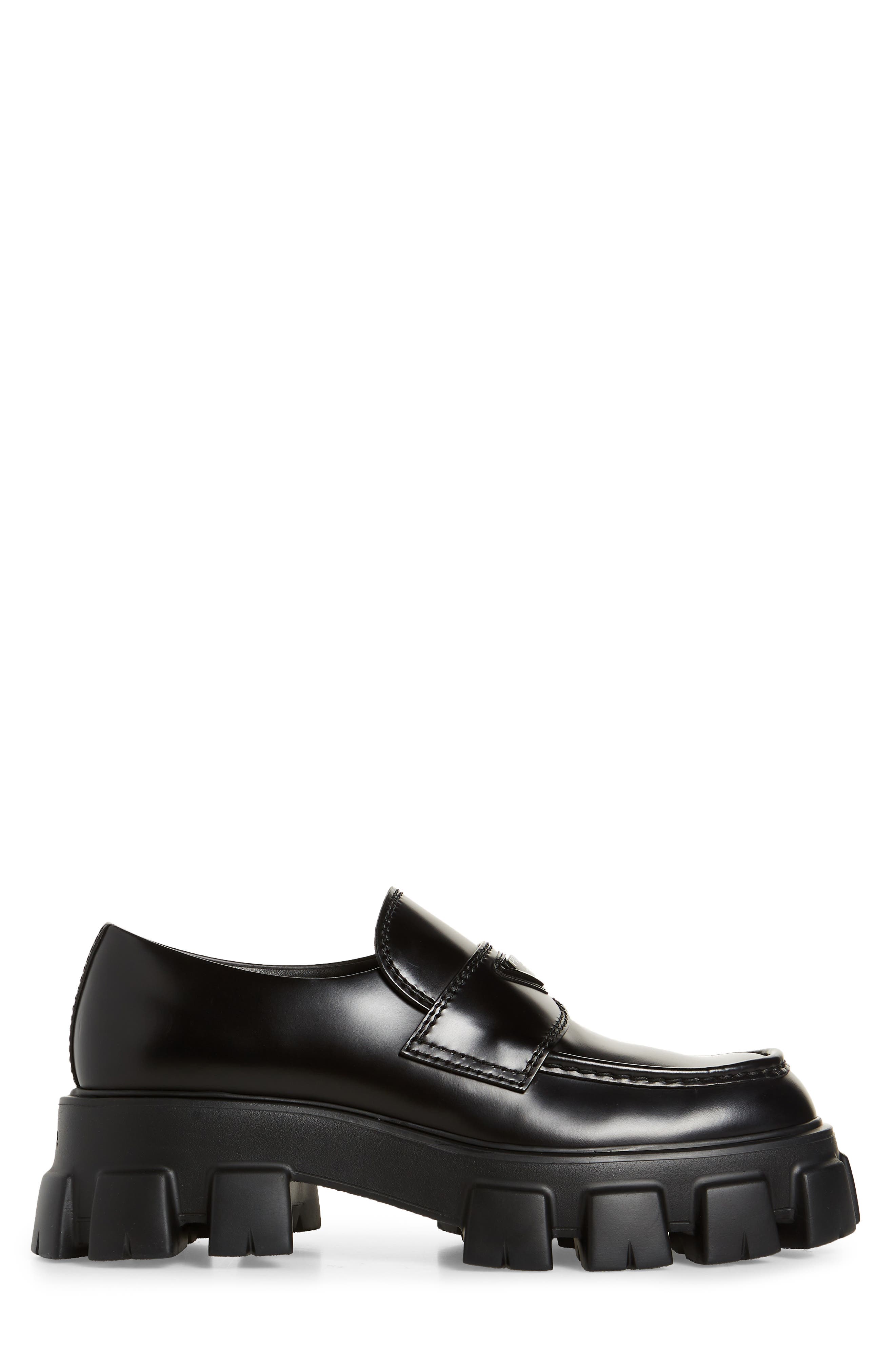 Prada Monolith Lug Sole Loafer, Alternate, color, 