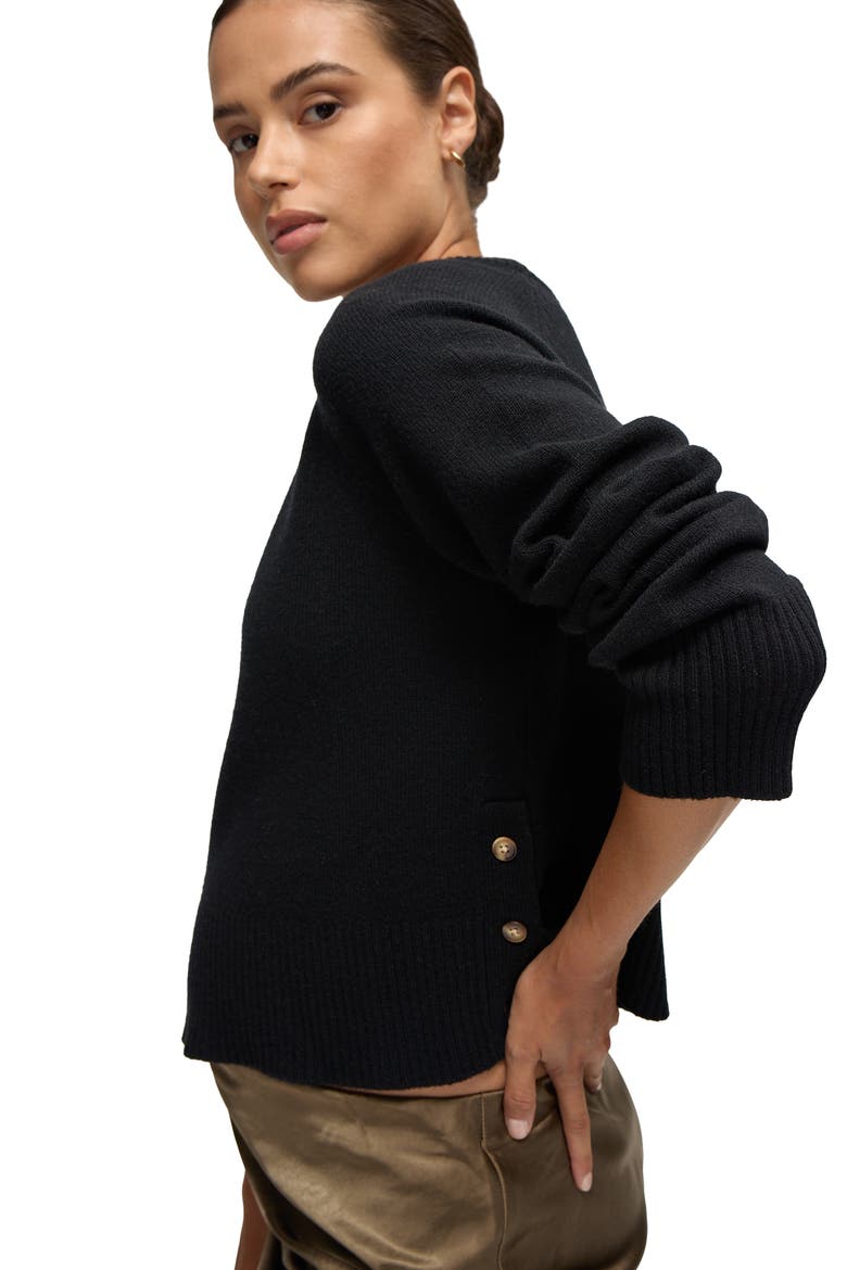 Mock Neck Maternity Sweater, Alternate, color, Black