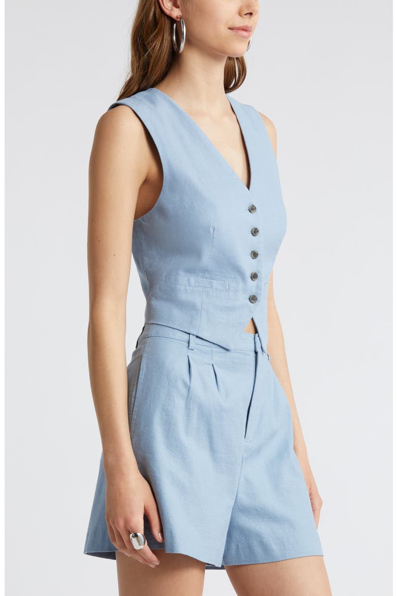 Linen Blend Vest, Alternate, color, BLUE CHAMBRAY