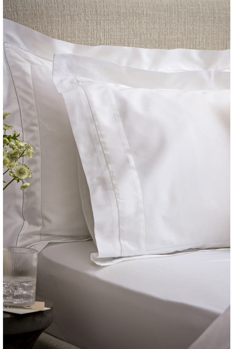 Balmoral Luxury Cotton Sateen Oxford Style Pillow Sham Pairs, Alternate, color, White