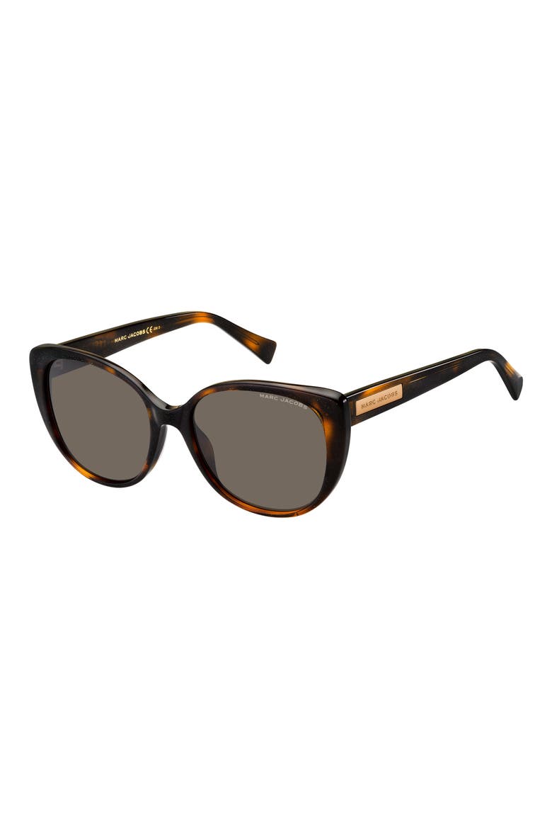 54mm Rounded Cat Eye Sunglasses, Alternate, color, HAVANA GLITTER