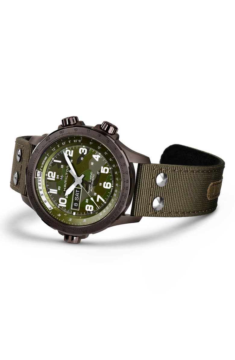 Hamilton Khaki Aviation X-Wind Auto Chronograph Textile Strap Watch, 45mm, Alternate, color, 