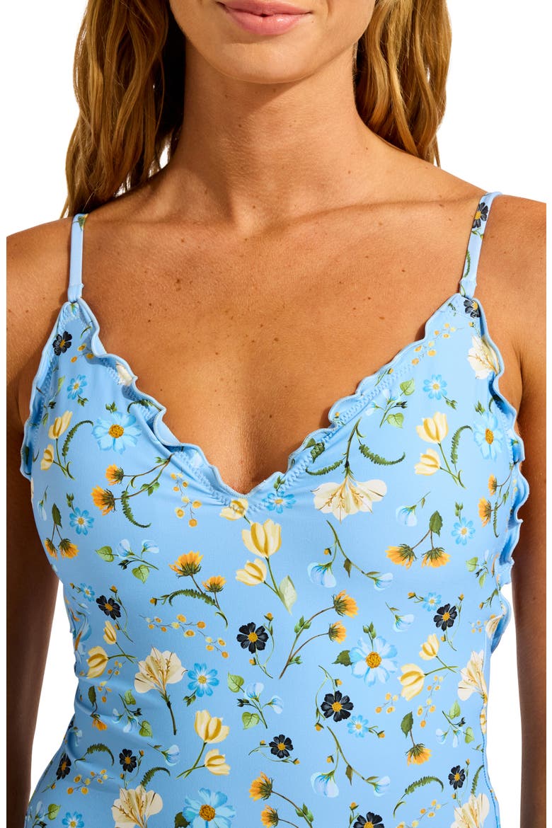 Lettuce Edge One-Piece Swimsuit, Alternate, color, POWDER BLUE