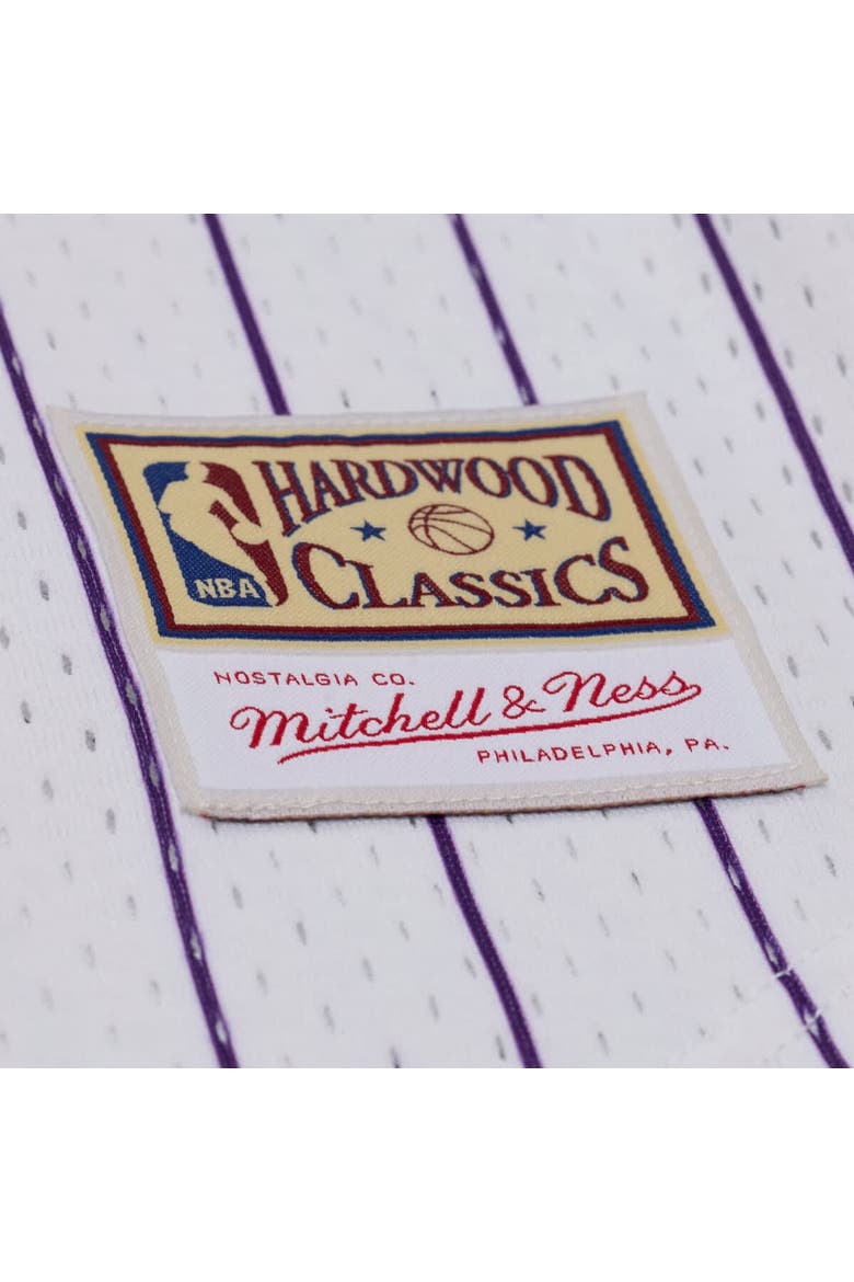 Men's Mitchell & Ness White Los Angeles Lakers Head Coach Pinstripe Mesh Full-Button Baseball Jersey, Alternate, color, White